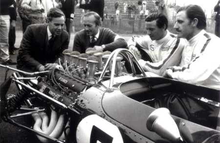 Keith Duckworth, Clin Chapman, Jim Clark, Graham Hill, Zandvoort 1967